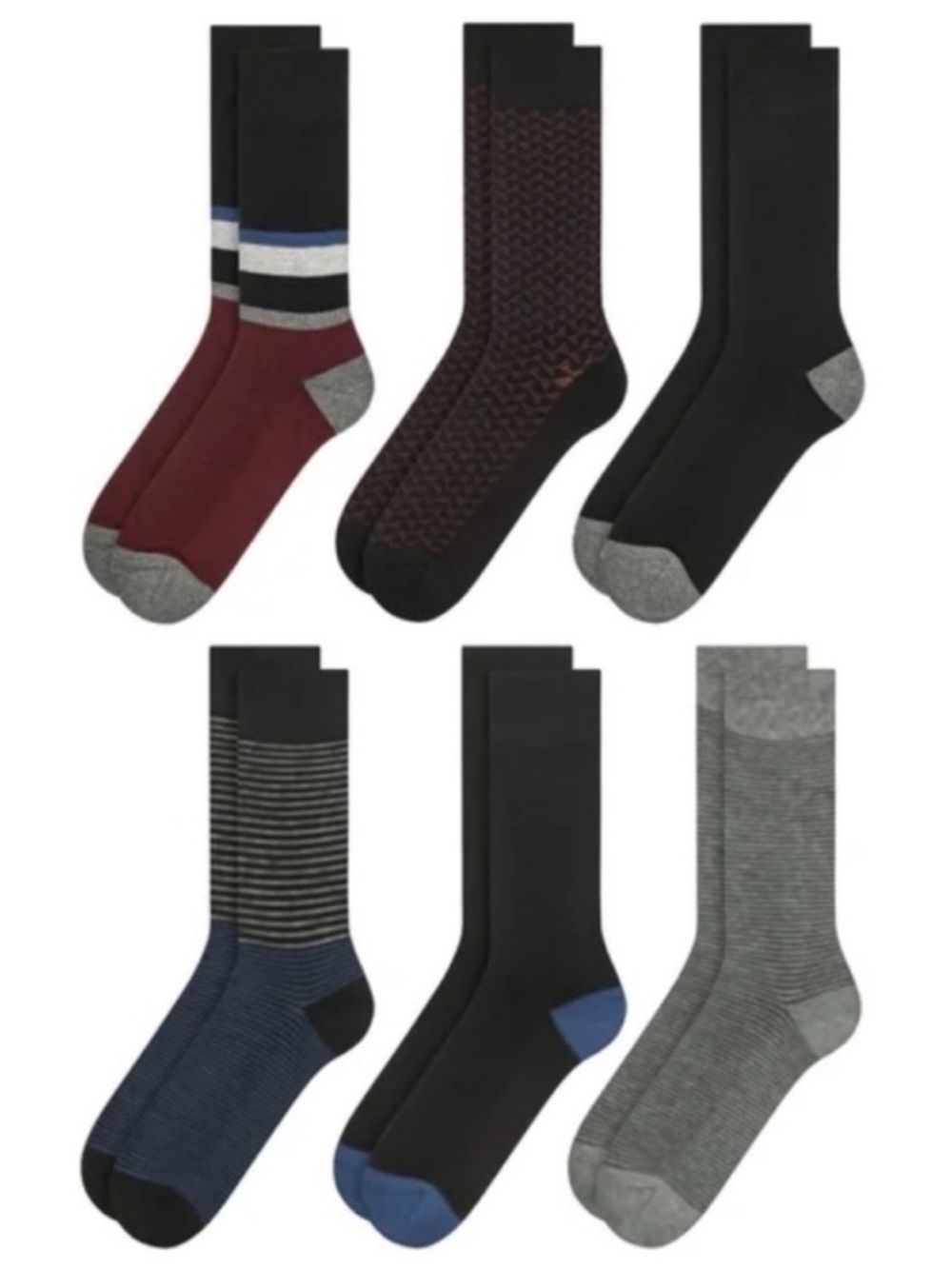 NWT Ted Baker Men Dress Sock, 6-pair - BLACK PACK business casual party wedding